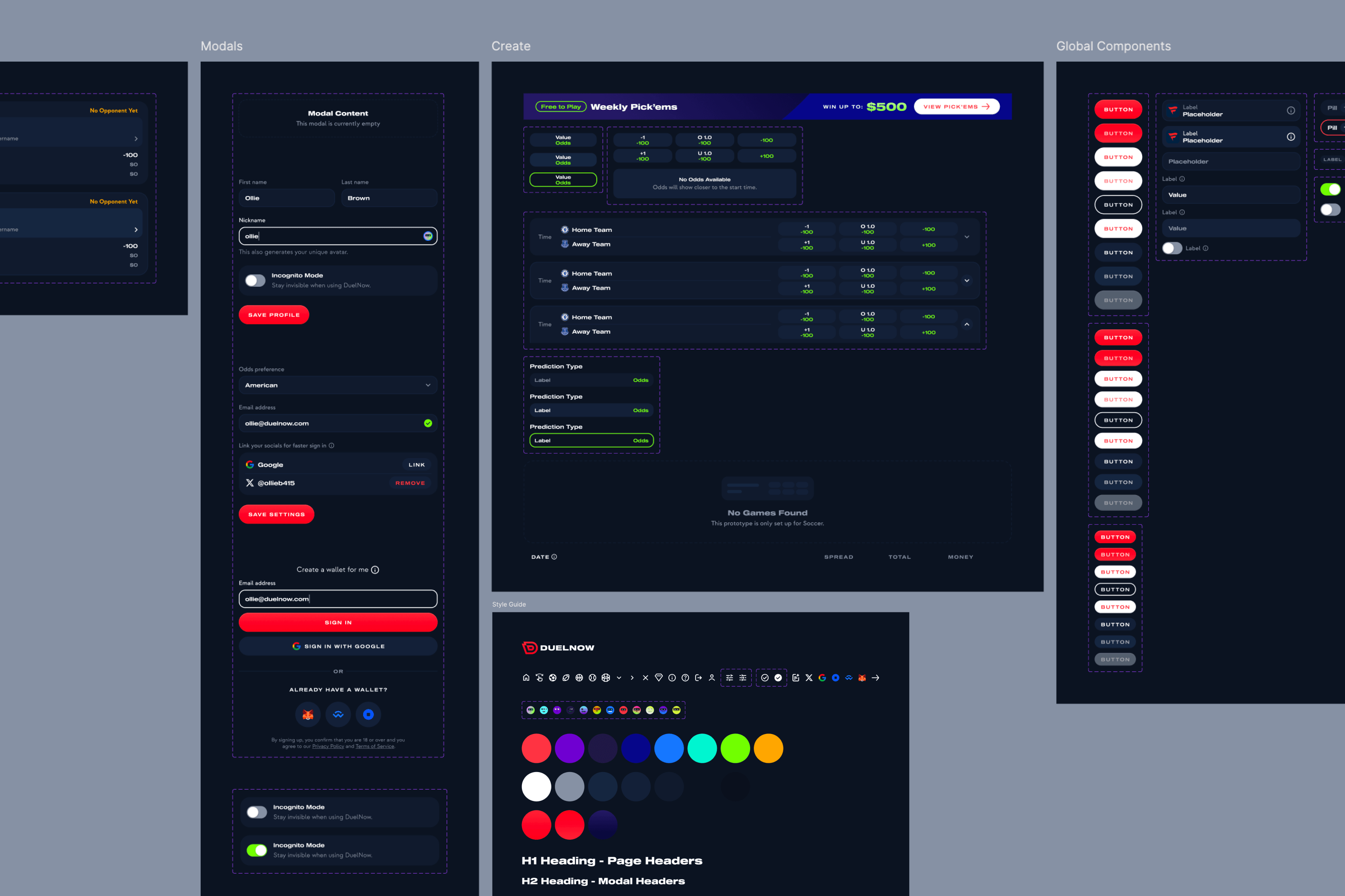 DuelNow design system components
