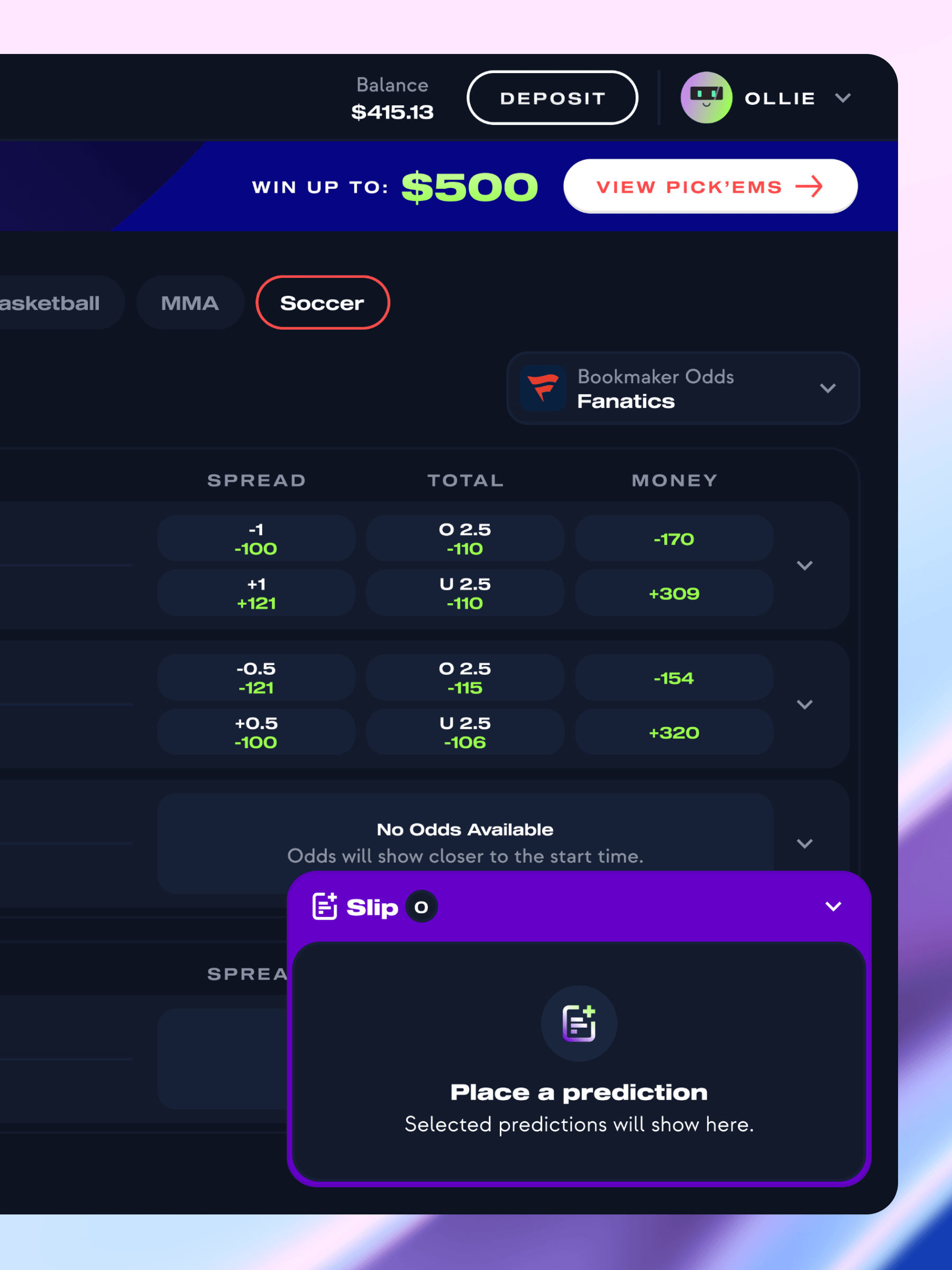DuelNow home and create prediction flow