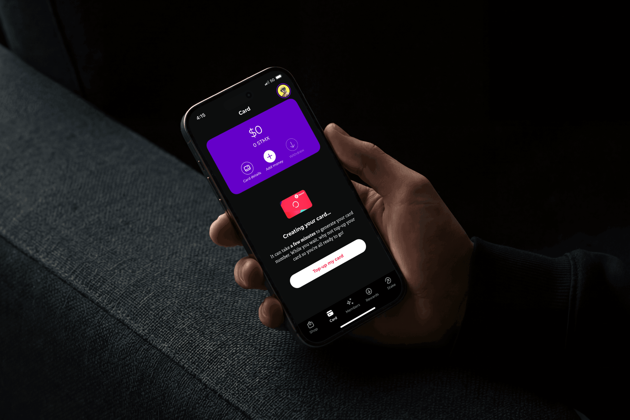 StormX card creation flow on mobile