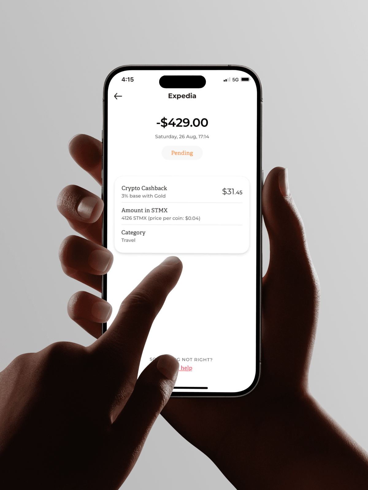 StormX card transaction detail screen in light mode