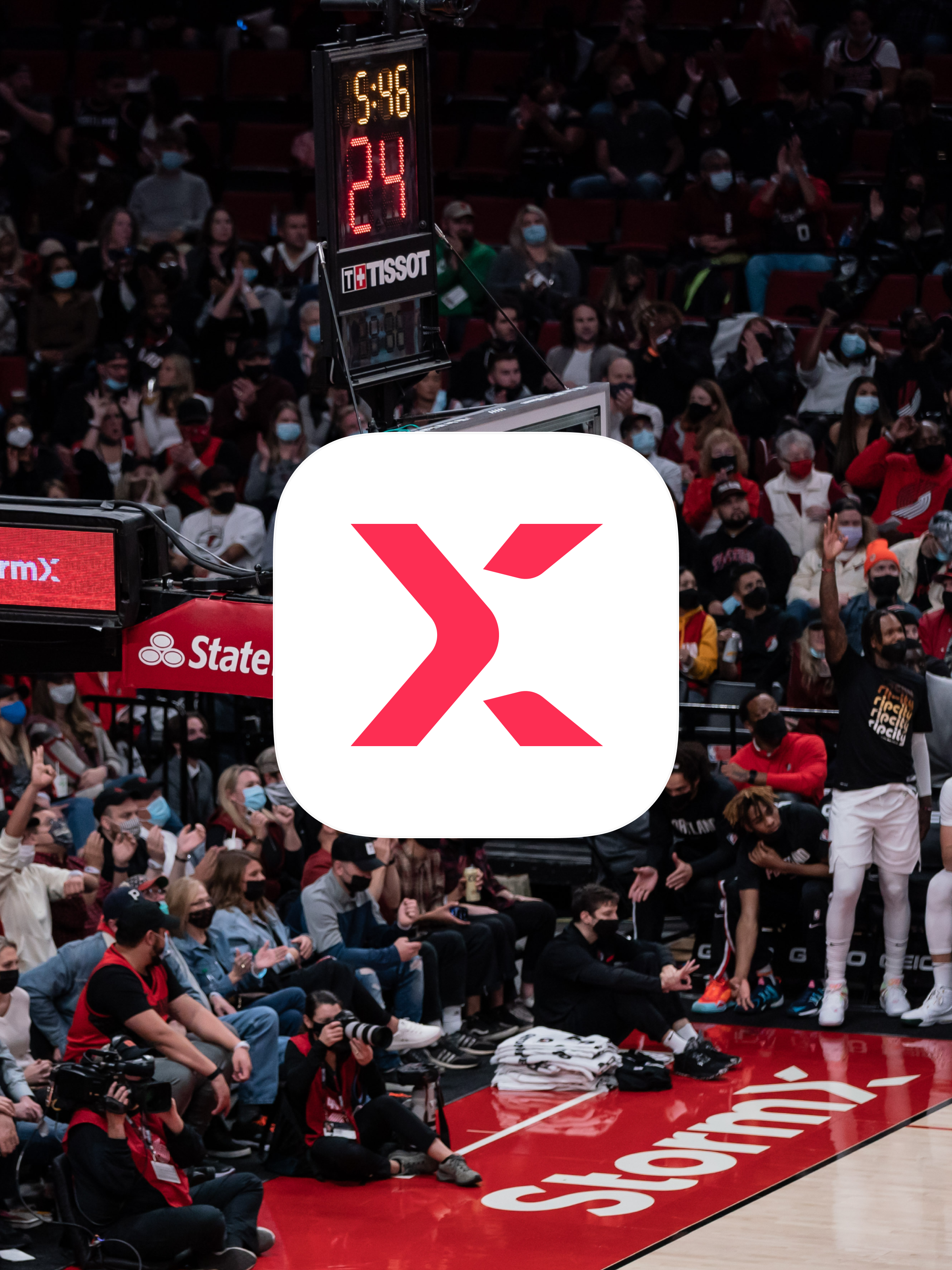 StormX logo displayed in an NBA arena